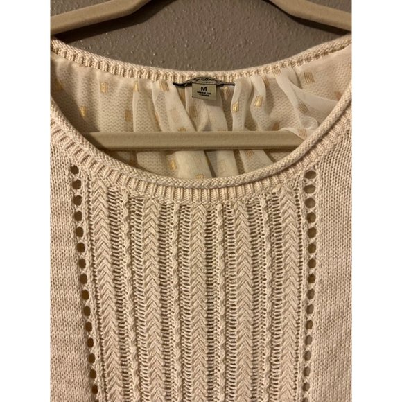 LUCKY Brand Sweater Top M Medium Cream Gold Back Details - Picture 7 of 9